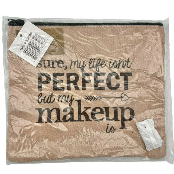 CTW Sure My Life Isnt Perfect But My Makeup Is Canvas Zipper Pouch Bag - Picture 2 of 7